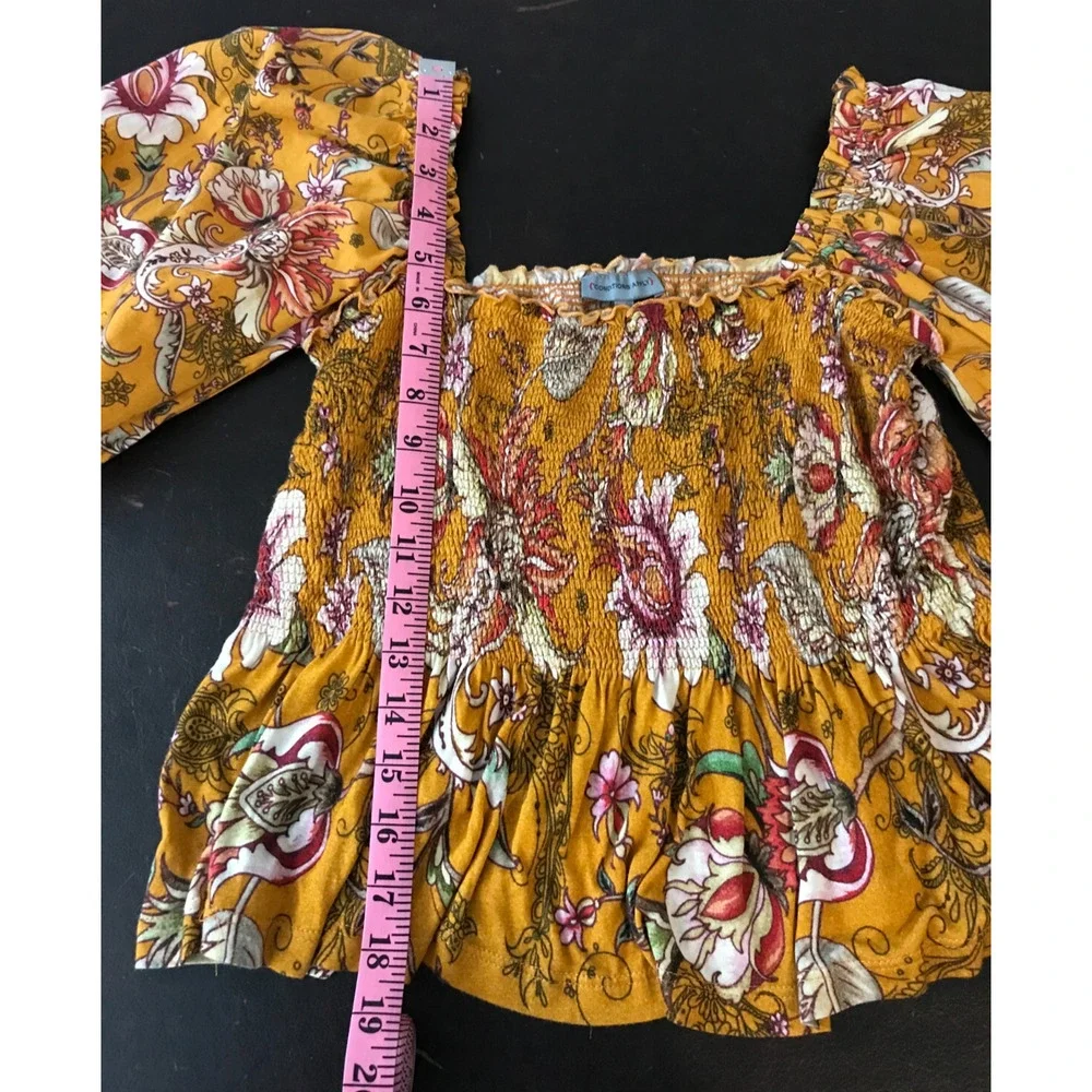 Anthro Conditions Apply Smocked Sweetheart Floral Blouse Boho S